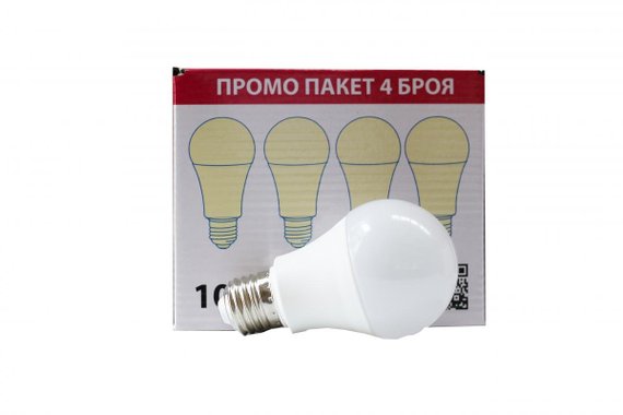 LED крушка 10W E27 3000K  - пакет 4 бр
