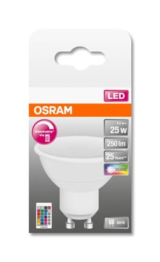 LED RGB ЛАМПА GU10 120° С ДИСТ.УПР.250LM