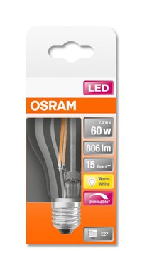 LED ЛАМПА CLA60 FIL 2700К E27 ДИМ. 806LM