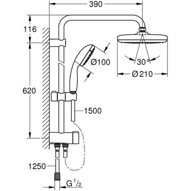 ДУШ КОМПЛЕКТ VITALIO STARТ 210 GROHE