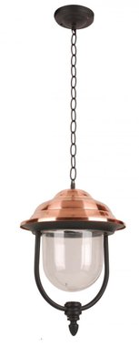 Градинска лампа Рига висяща стъкло метал - черен/мед