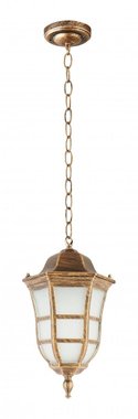 Градинска лампа Аахен висяща метaл-стъкло златна патина