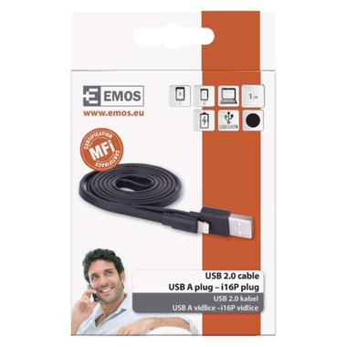 USB КАБЕЛ ЗА iPHONE 1 М, ЧЕРЕН  EMOS