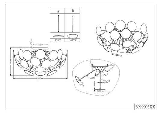 ПЛАФОНИЕРА DISCALGO Ø54 CM H30 CM ЧЕРНО