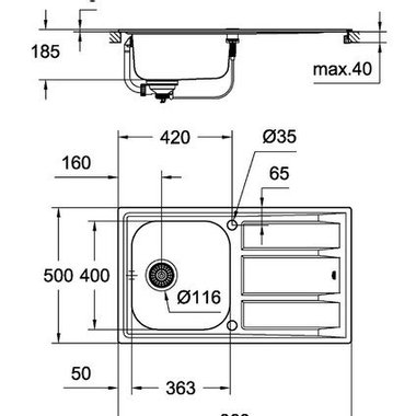 КУХНЕНСКА МИВКА GROHE K400 86Х50Х18.5 СМ.