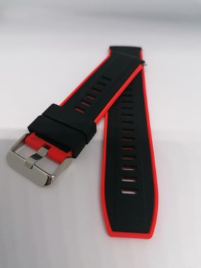 Силиконова каишка за Huawei Watch 22 mm черно/червена