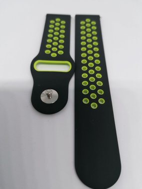 Силиконова каишка Sport 22 mm черно-зелена