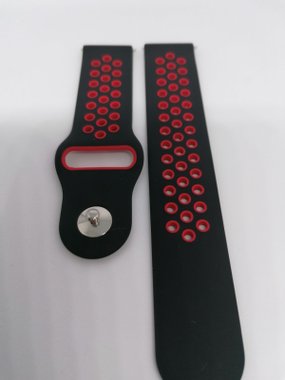 Силиконова каишка Sport 22 mm черно-червена