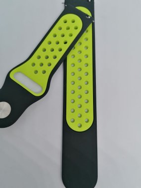 Силиконова каишка Sport 22 mm черно-зелена