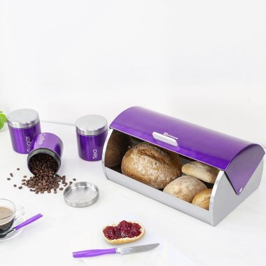 Комплект Кутия за хляб и 3 канистера, Лилав
