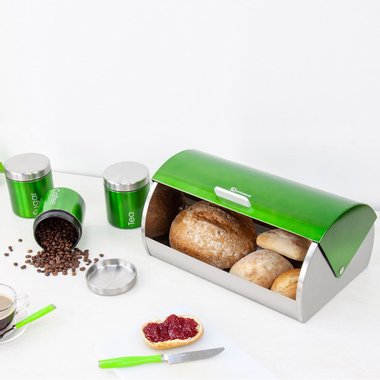 Комплект Кутия за хляб и 3 канистера, Зелен