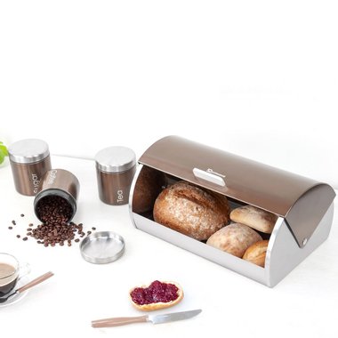 Комплект Кутия за хляб и 3 канистера, Бронзов