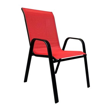 Метален стол, червен текстилен