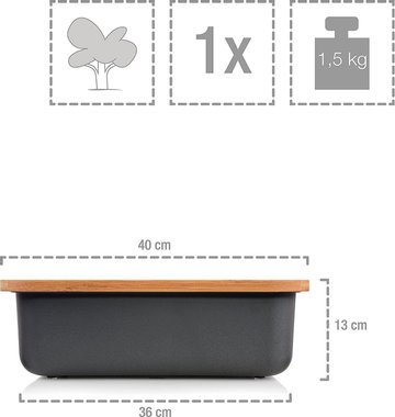 Minuma® Кутия за хляб от бамбукови влакна с капак - бамбукова дъска за рязане 42 x 23 x 12 см