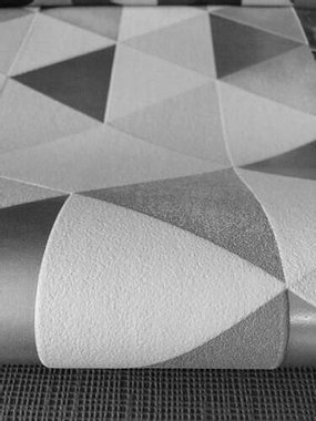Тапет от нетъкан текстил, сив, сребърен геометрични форми Dutch P+S International 13267-20