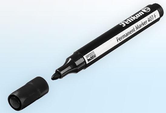 Перманентен маркер Pelikan 407, черен и син, комплект от 2 бр.