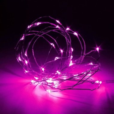 Микро LED гирлянд розови лампи 1м. на батерии 4983