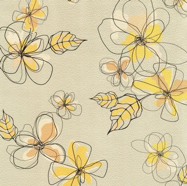 Тапет дуплекс Артистично цвете сиво-жълт