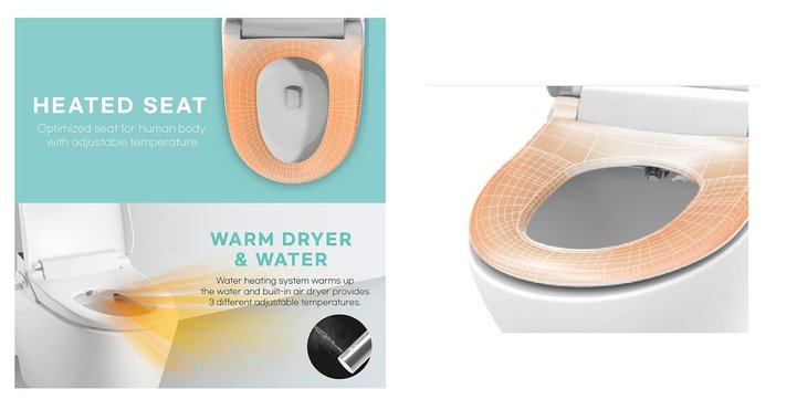 Смарт тоалетна седалка с биде VOVO VB-6000SE Smart тоалетна дъска с Плавно затваряне подгряваща самопочистваща UV-A стерилизация Намаление!