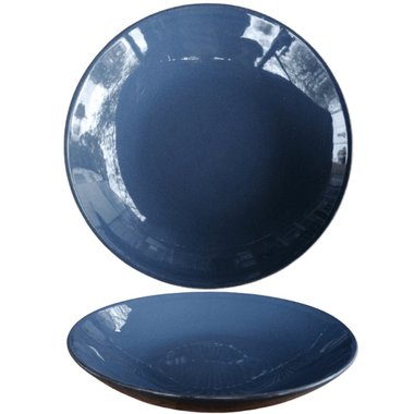 Промо пакет 6 бр. Порцеланова чиния дълбока, тъмно синя 22 см. внос Португалия, преоценка 