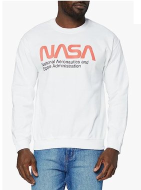 Мъжка блуза Brands In Limited Nasa Aeronautics BILWES00020-WHT Мъжка блуза с дълъг ръкав размер М памучна блуза