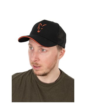 Fox Collection Trucker Cap Black & Orange шапка с козирка и мрежа