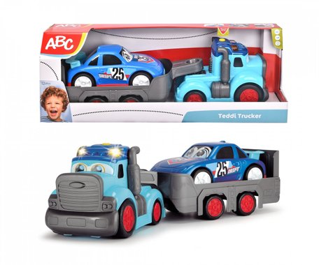 Голям камион с ремарке и кола Dickey Toys ABC Teddy Trucker количка влекач камион 