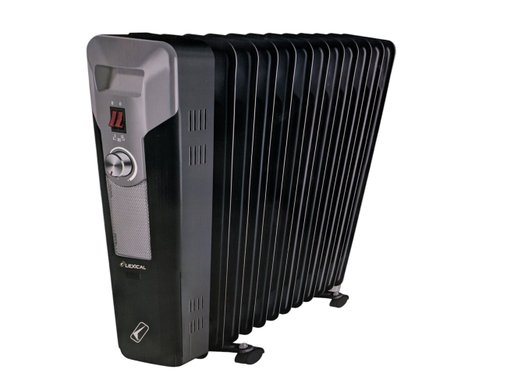 Маслен радиатор Lexical, 2500W, 11 разбра, термостат, Черен