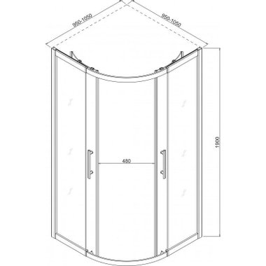 Регулируема овална душ кабина 95-105х190 см