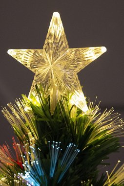 Коледна елха 210 см. със светещи звезди и фиброоптични влакна многоцветна ANYSUN