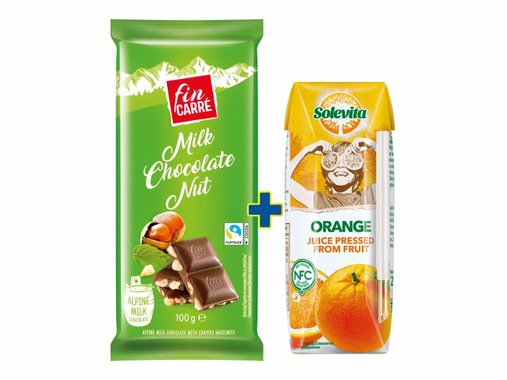 Fin Carré Млечен шоколад + Solevita Сок от портокал