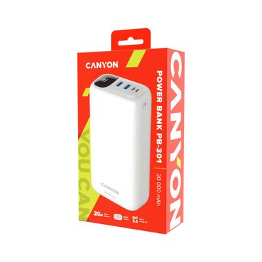 ВЪНШНА БАТЕРИЯ CANYON 30000 mAh CNE-CPB301WВЪНШНА БАТЕРИЯ CANYON 30000 mAh CNE-CPB301W