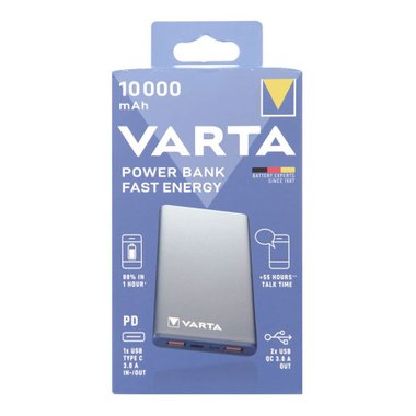 ВЪНШНА БАТЕРИЯ VARTA FAST ENERGY 10000MAH 579811ВЪНШНА БАТЕРИЯ VARTA FAST ENERGY 10000MAH 579811