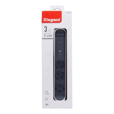 Разклонител LEGRAND 3 ГНЕЗДА / 1.5М ВЪРТЯЩ 694508 USB A+C ЗАЩИТАРазклонител LEGRAND 3 ГНЕЗДА / 1.5М ВЪРТЯЩ 694508 USB A+C ЗАЩИТА