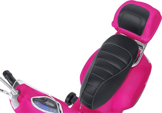 Детски акумулаторен мотор Globo Vespa GTS Super Sport GLO1805 Pink 12V Веспа с багажник Детски скутер Триколка MP3 USB 