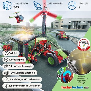 Конструктор Fishertechnik 559879 Green Energy Stem Стем играчка комплект Зелена енергия Соларни модули 