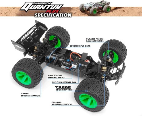 Радио управляема количка Maverick Quantum XT Flux 80A 1/10 4WD MV150208 70 км/ч RC кола бъги модел на автомобил