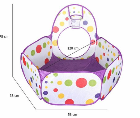 Палатка за игра 3 в 1 с ПОДАРЪК 50 БРОЯ ТОПКИ ЗА ИГРА