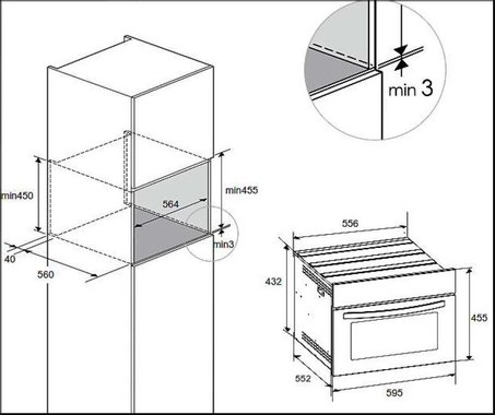 Комбинирана микровълнова фурна за вграждане Exquisit EBM4542BL Black 43л 2850W конвекция и грил 