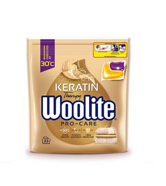 Перилен препарат Woolite Pro-Care With Keratin капсули с кератин за бели и цветни дрехи вълнени дрехи 