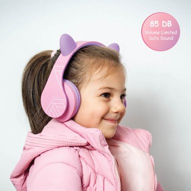 Стерео слушалки POWERLOCUS P2 KIDS CAT PINK/PUR