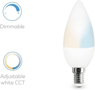 Led крушка 2 броя CCT Garza 480060 димируеми C37 E14 5.5W 6500K Smart Wi fi крушки лампи осветление