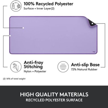 Подложка за мишка 700x300x2 mm LOGITECH Desk Mat LAVENDER 956-000054 с основа против хлъзгане