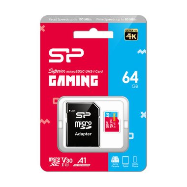 Карта памет SILICON POWER MICRO SD SUPERIOR GAMING 64GB  КЛАС C10, UHS-I U3, A1