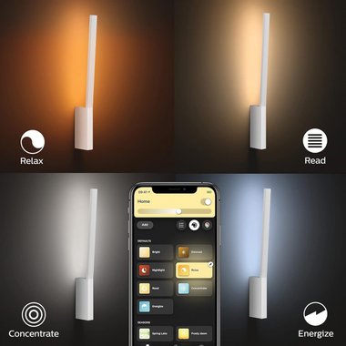 Стенна смарт лампа Philips Hue Liana Wall Light White Led RGB Смарт осветление Аплик Димируема светлина Bluetooth осветление