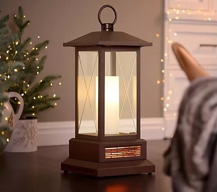 Отоплител фенер QVC Duraflame 2300W 73см духалка печка Безпламък Декоративен фенер със свещ инфрачервен нагревател