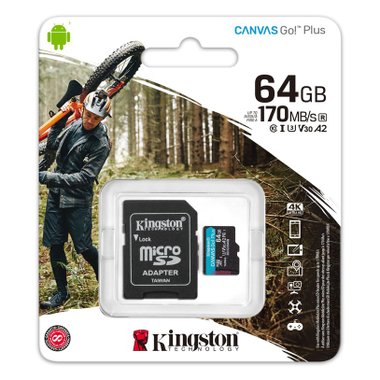 Карта памет KINGSTON CANVAS GO! PLUS SDCG3/64  КЛАС CLASS 10/UHS-I/U3/A2