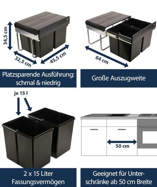 Кош за отпадъци Wesco 280150 30л За вграждане кош за боклук разделно събиране 2 отделения 