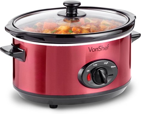 Уред за бавно готвене VonShef 50 339 Slow Cooker 3.5л 170W Съд за готвене с капак Оризовар