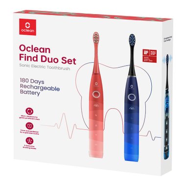 Електрическа четка за зъби Комплект OCLEAN Find Duo Set  Брой движения в минута до 76000, Брой режими на работа 5